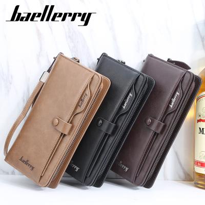 China Fashion Baellerry Brand Men Long Luxury Men Wallets Pinch Clutch Leather Zipper Male Wallet for sale