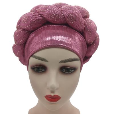 China OEM Muslimshimmer fashion pearl head scarf wholesale 2021 New India diamond turban braided hijab hat for women for sale