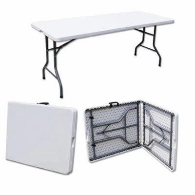 China Modern Top Selling HDPE Folding Table 6FT Portable White Outdoor Plastic Folding Table for sale