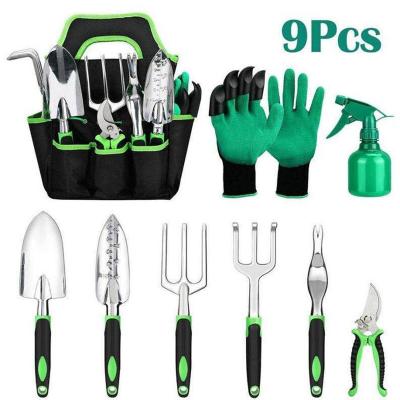 China INNO Comfortable Handle 9 Piece Garden Tool Kit, Aviation Aluminum Hand Garden Tool with Oxford Bag for sale