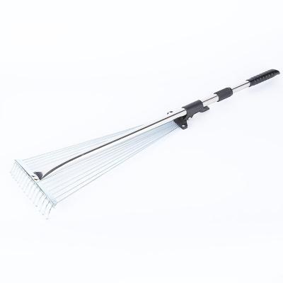 China INNO Factory Telescopic Metal Rake Garden Rake Leaf and Grass Rake with 19-52CM Width Adjustable Folding Head for sale