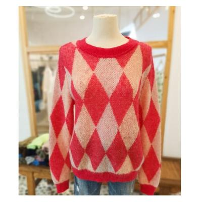 China Wholesale Fashion Ladies Breathable Loose Sweaters Crew Neck Length Geometric Mohair Sweater for sale