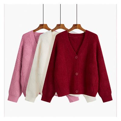 China New Korean Sweater Anti-pilling Cardigan Sweater Loose Red Coat For Women Thickened Autumn Winter Coat Knit Sweater Custom for sale