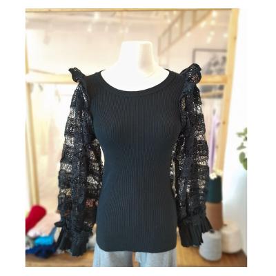 China Breathable Wholesale Custom/Casual Korean Style Women's Wool Sweater Sweater Quilting Long Sleeve Bubble Lace Hollow Out for sale