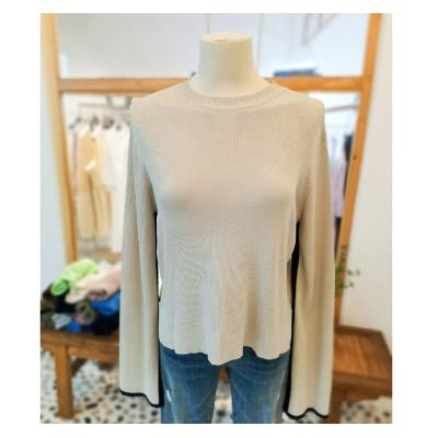 China Breathable classic simple thin knit sweater design cuff slit sweater top sweater women's cashmere pullover for sale