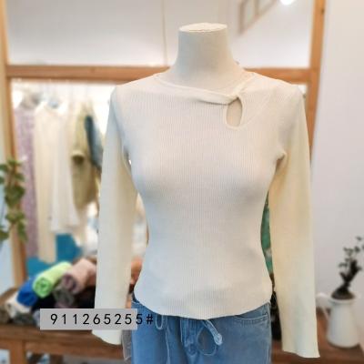 China Customized Wholesale Women's Crew Neck Breathable Knitwear Knitted Long Sleeve Sweater - Core Covered Yarn for sale