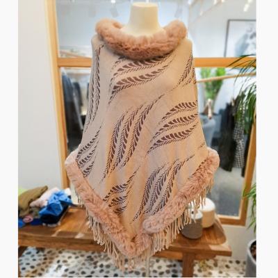 China Medium high-end sweater scarf cloak coat knitted solid color tassel long wool shawl outer coat jacquard for sale