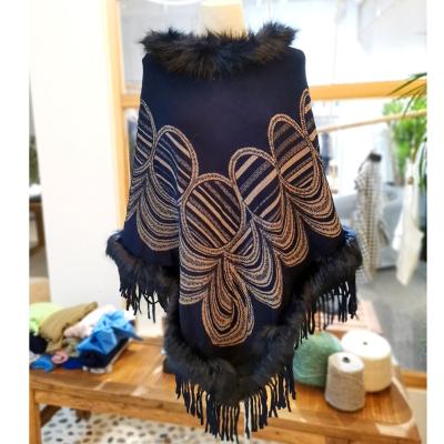 China Loose Plus Size Bat Shirt Sweater Coat Fashion Tassel Knitwear Scarf Shawl Medium Fur Collar Women's Mid Length Shawl Coat for sale