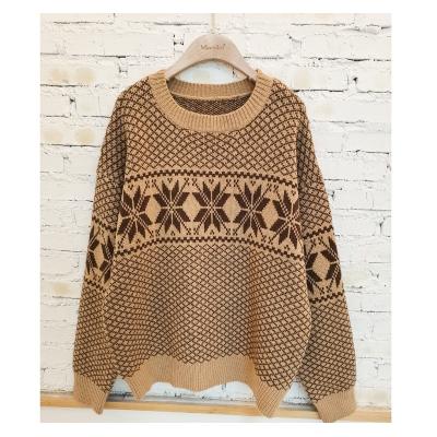 China Breathable Customized Snowflake Wool Sweater Christmas Long Sleeve Sweater Women Loose for sale