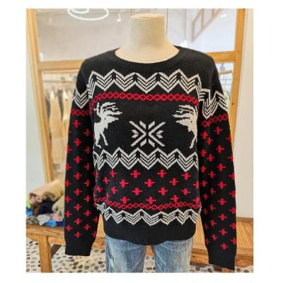 China Breathable Wholesale Women Knitted Sweater Sweater Christmas Elk Snowflower Tops For Winter Keeping Warm Sheep Cloth Sweater for sale