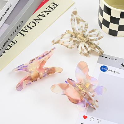 China Color Matching Women's Butterfly Hair Decorative Restraint Fashion Fairy Hair Clip Girl Grab Clip for sale