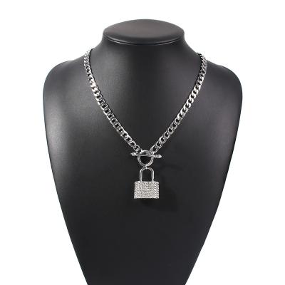 China Personalized creative chef FASHIONABLE Diamond Pendant Necklace jewelry fashion style punk necklace metal lock for sale