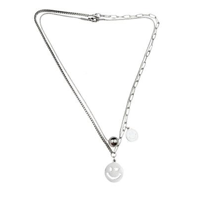 China Double Hip Hop Couples Necklace Clavicle Chain Necklace Hip Hop Smiley Love Heart Hip Hop Accessories for sale