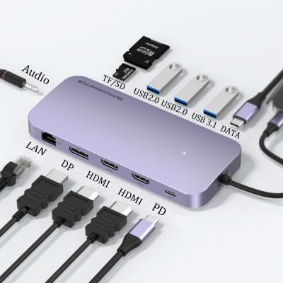 China Multifunctional Mobile Devices .desk New Computer USB Docking Station with 12 Ports USB 3.2 GEN2 10Gbps TYPE-C Hub for Laptop Macbook for sale