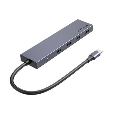 China 2022 Fast Charge+Data Transfer New Design 10Gbps Rate Type C Hub Aluminum Alloy Casing With 4 USB C Port 100W PD Charging For Laptop Macbook Docking Station for sale