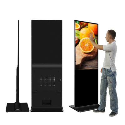 China 55 Inch Indoor Floor Standing Advertising Equipment Display Slides Use In Store, Bank Display Kiosk Frosted Border Ultrathin Totem for sale