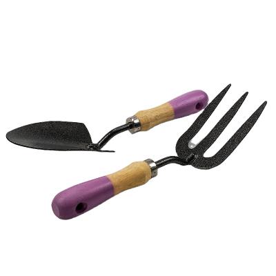 China Garden HOLSEN Carbon Steel Handle Garden Trowel Fork Garden Tool Kit Hand Garden Wooden Fork for sale