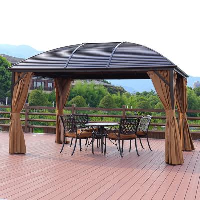 China With High Quality Outdoor Mosquito Net Pavilion Gazebos Garden Polycarbonate Roof Pavilion 3*4m Luxury Aluminum Hardtop Double Gazebo for sale