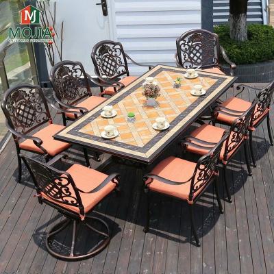 China Modern Garden Furniture Royal Dining Table Sets Modern Aluminum Outside Furniture gartenmbel for sale