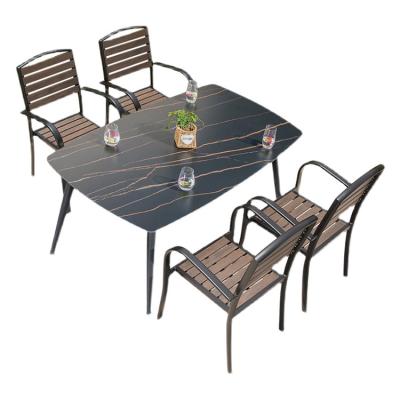 China UV Resistant Waterproof Anticorrosive Durable All Weather Waterproof Commercial Wpc Restaurant Dining Table / Outdoor Tables And Chairs for sale