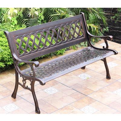 China Cast Aluminum Modern Outdoor Metal Furniture Bench Waterproof Garden Patio Bench for sale