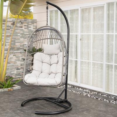 China Super Comfortable Made in Modern Porcelain Patio Swing Chair Rattan Premium Quality Garden Hanging Swings Cushions for sale