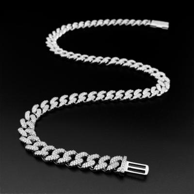 China Handcrafted Moissanite Necklace Hip Hop Silver Cuban Chain Jewelry 925 Vermeil Iced Out Necklace 10mm VVS Diamonds For Women Men Hitter for sale