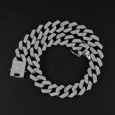 China Hip Hop 3 Row Chain Cuban Link Chain Necklace Hiphop Choker 20mm Cuban Link For Men Fashion Jewelry for sale