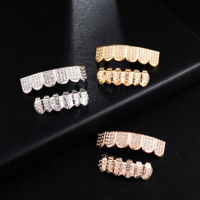 China New Fashion Diamond Iced Out Grillz CZ Hip Hop Grillz Men's Sparkle Teeth Diamond Grillz for sale