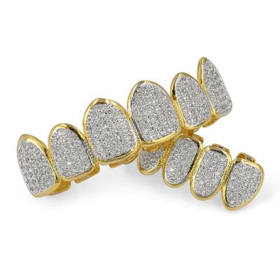 China Trendy Men Hip Hop Grillz Teeth Grillz Striker Hiphop Diamond Grillz Crystal Gold Plated for sale