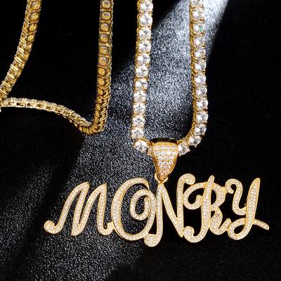 China Hiphop Hip Hop Letters Custom Name Necklaces Iced Out For Mens Jewelry for sale