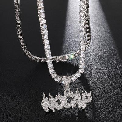 China Hiphop Trend Brass Iced Out Custom Name Brand Bubble With Letters Necklaces For Men Hip Hop Jewelry for sale