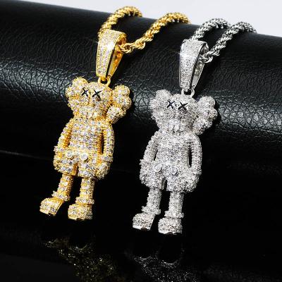 China 2021 Trend Outlet Bling Brass Iced Out Cubic Zircon Brass Cubic Pendant & Necklace For Men Tennis Chain Jewelry for sale