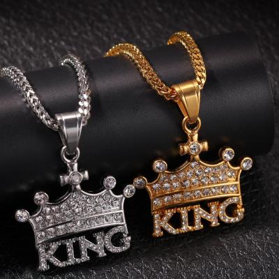 China The KING Hip Hop Pendant and Hiphop Trendy Stainless Steel Crown Necklace for Men Jewelry for sale