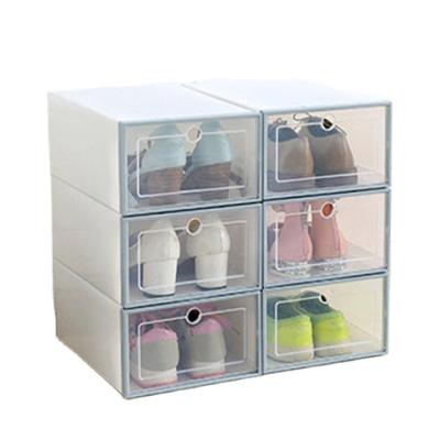 China Viable Stackable Clear Acrylic Transparent Plastic Storage Shoe Organizers Containers Containers Sneaker Bins Foldable Box for sale