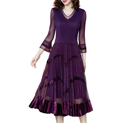 China New Fashion Charming Elegant Casual Style Anti-static Mesh Dress Designer Pleated Chinese Line Skirt for sale