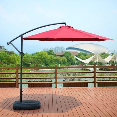 China LED Modern Solar Cantilever Banana Umbrella Outdoor Hanging Tables and Chairs Aluminum Steel Hanging Umbrella for sale