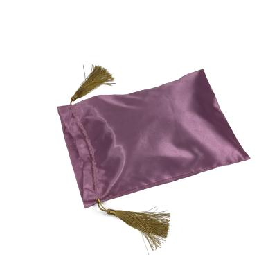 China Custom woven satin gift bag tassel image logo satin silk extension bundling bag for wig bundles for sale