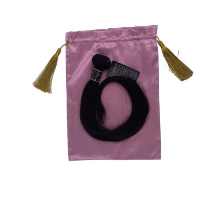 China Picture Silk Bags Black Satin Tassel Bag Extension Hair Silk Bag With Custom Logo for sale