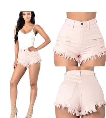 China New Sustainable Elastic Wool Lace High Waist Denim Shorts Women Wear for sale