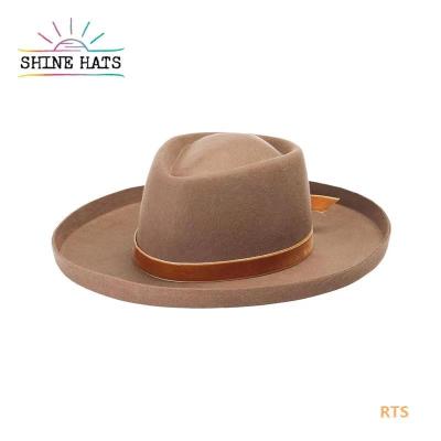 China 2021 Wholesale Custom Wide Flat Brim Women's Straw Fedora Hat Tan And Black Striped Handcraft Straw Hat Wool Fedora Hat for sale