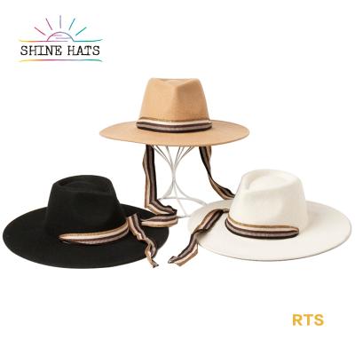 China 2021 Wholesale Custom Picture Brim Wool Men Women Felt Hats Embroidery Flat Wide Felt Hat for sale