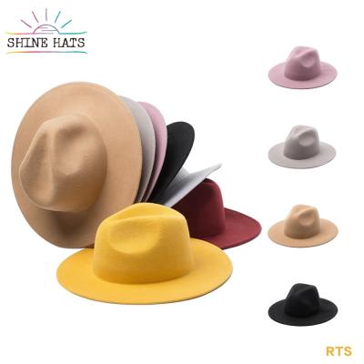 China Felt 8cm Steep Image 2025A Invierno Brasse Fedora Hats Jazz Top Colorido Hat Overflow Perimeter Head Cappello Fedora 57cm for sale