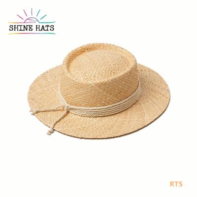 China 2022 Character ShineHats Luxury New Design Women's Wheat Straw Hat Straw Hats Wholesale Sun Flat Beach Sun Hat for sale