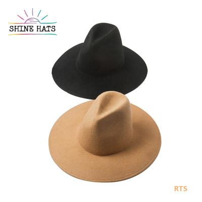 China Plush Shinehats OEM Announced Wool Jazz Top Wide Brim Classic Fedora Hats Felt High Crown Big Brim Hat 2021 for sale