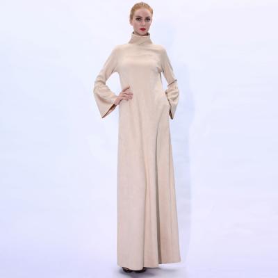 China High Neck Collar 2021 Plus Size Abaya Women Dress Muslim High Quality Suede Fabric Ethnic Clothing S-2XL for sale