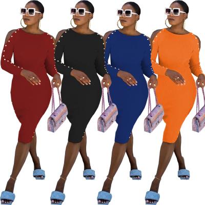 China 2021 Women's Fashion Autumn Anti-Static Dress Chill Long Sleeve Casual Bodycon Midi Dress For Women for sale