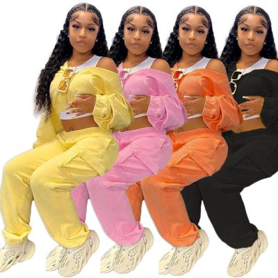 China Fashionable Women Breathable Autumn Sets Two Piece Sweatsuits Cargo Pants Joggers Set Girls Sports Wear Autumn Clothes For Women for sale