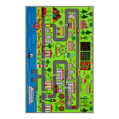 China Stain Resistant Green Road City Pattern Children's Room Play Mat Area Rugs Children's Rug for sale