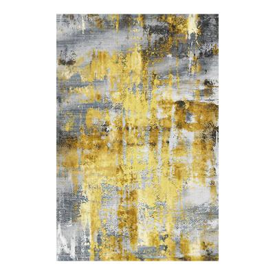 China Gray Gold Living Room Carpet Style Washable Abstract Soft, Bedroom Carpets Mat Area Rugs Non-Slip Washable for sale